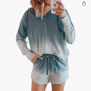 Women’s size Medium, two-piece, tie-dye lounge set